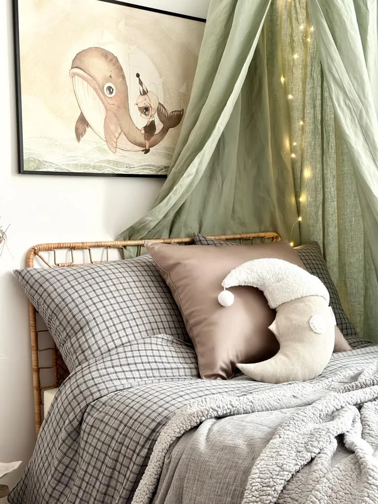 Sleeping Moon Cushion Large - Natural Linen