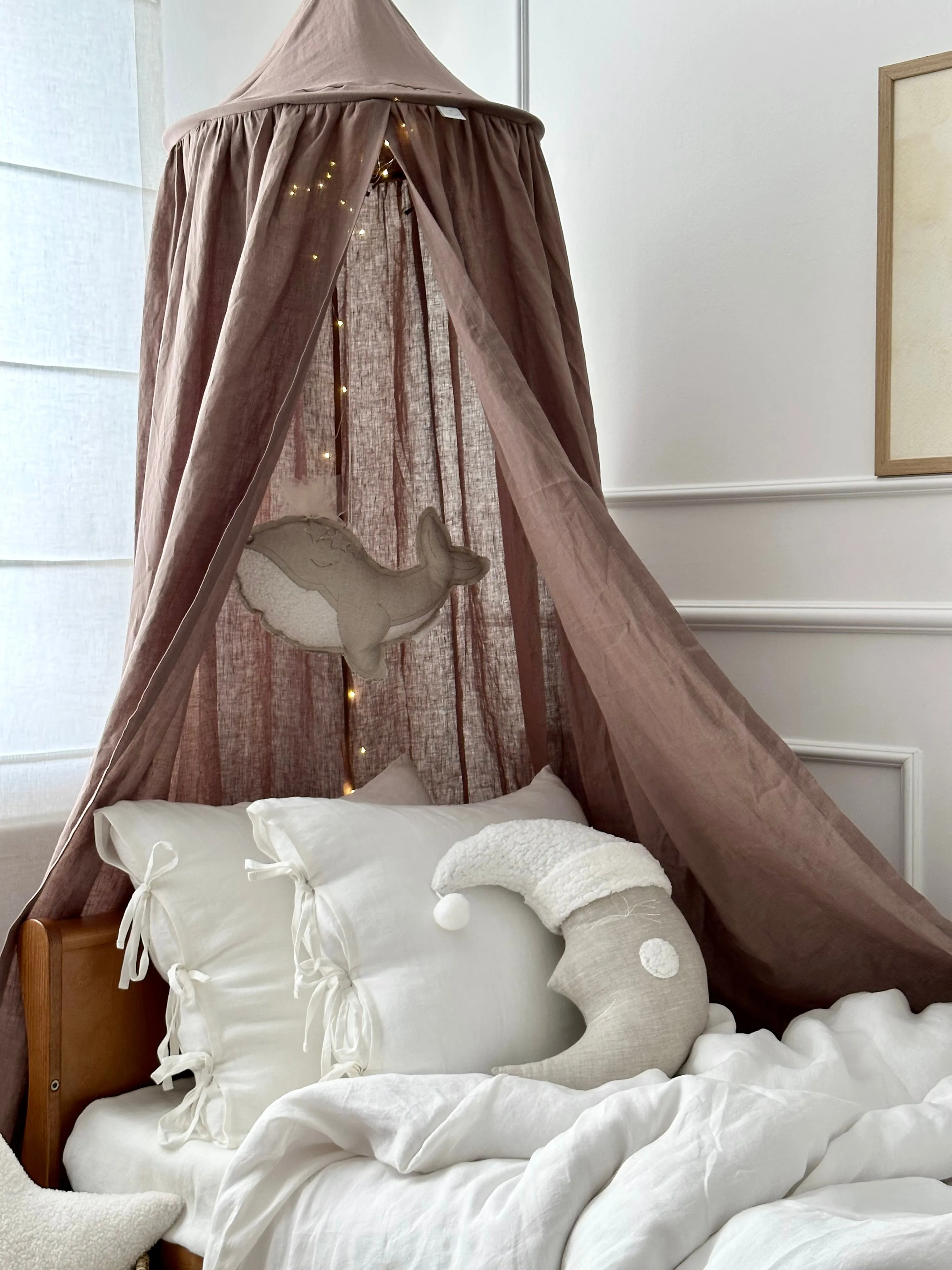 Sleeping Moon Cushion Large - Natural Linen