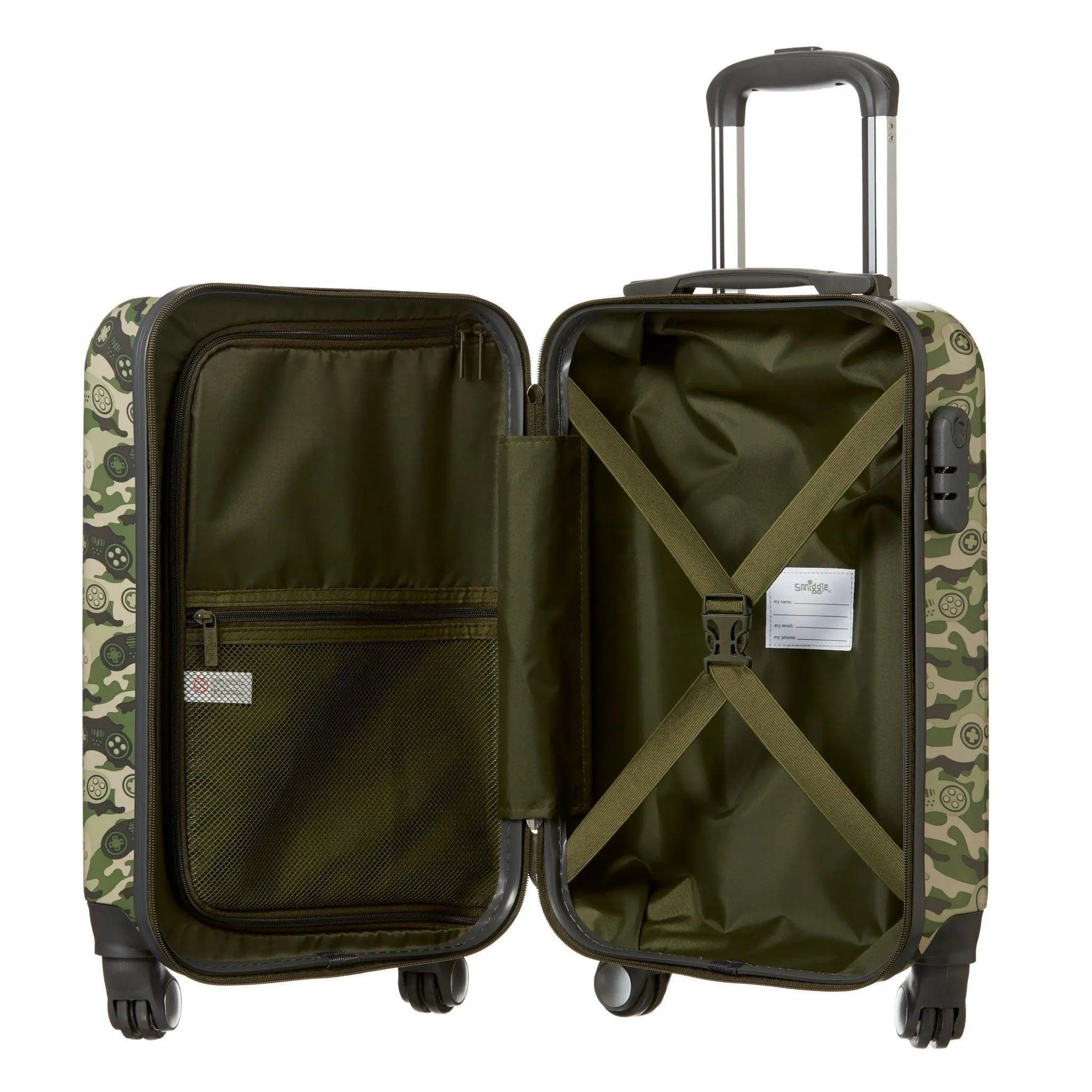 SMIGGLE Beam Four Wheel Travel Trolley Bag, Colour Khaki
