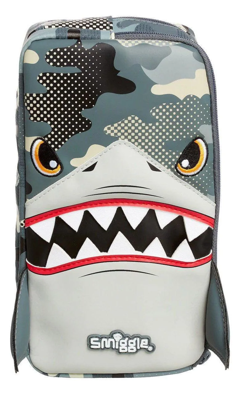 SMIGGLE Budz Character Two Pocket Pencil Case - Grey Shark