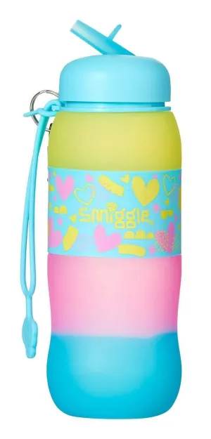 SMIGGLE Golly Silicone Roll Drink Bottle - Heart Print