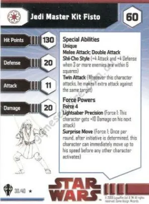 Star Wars Miniatures Galaxy at War 30 Jedi Master Kit Fisto