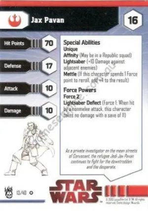 Star Wars Miniatures The Dark Times 13 Jax Pavan