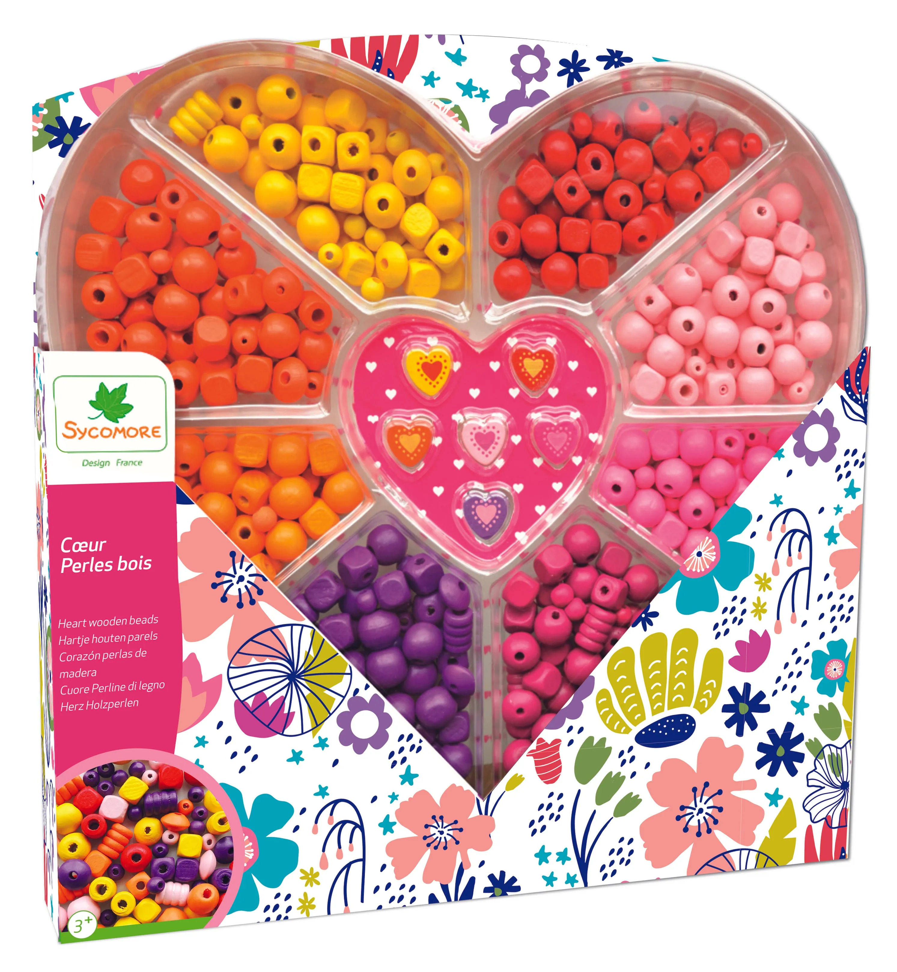 Sycomore Heart Wooden Beads