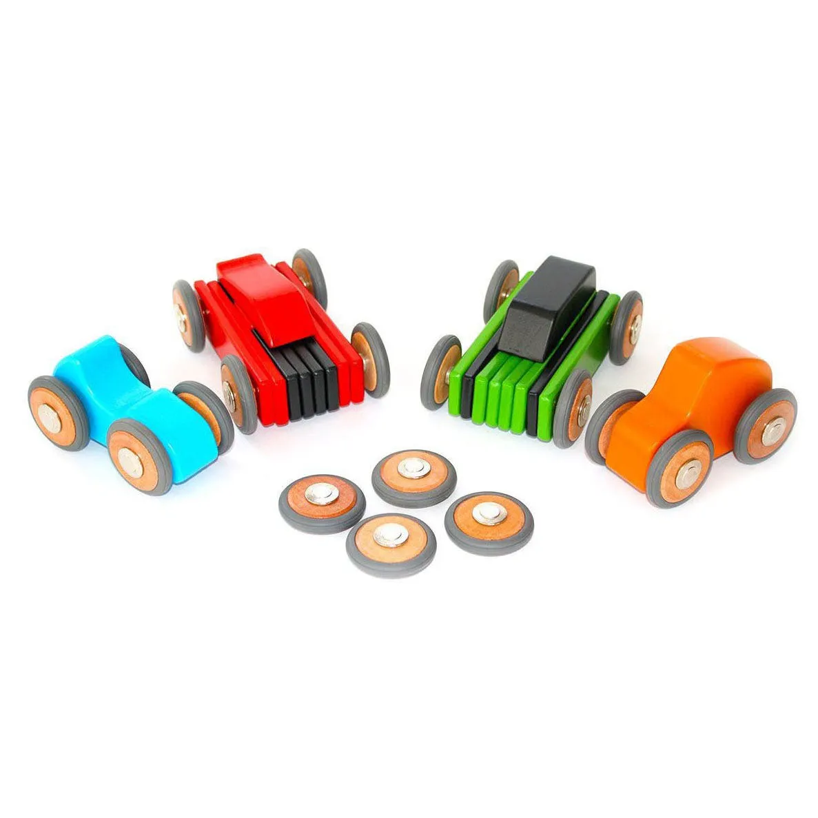Tegu 4 Pack of Magnetic Wooden Wheels
