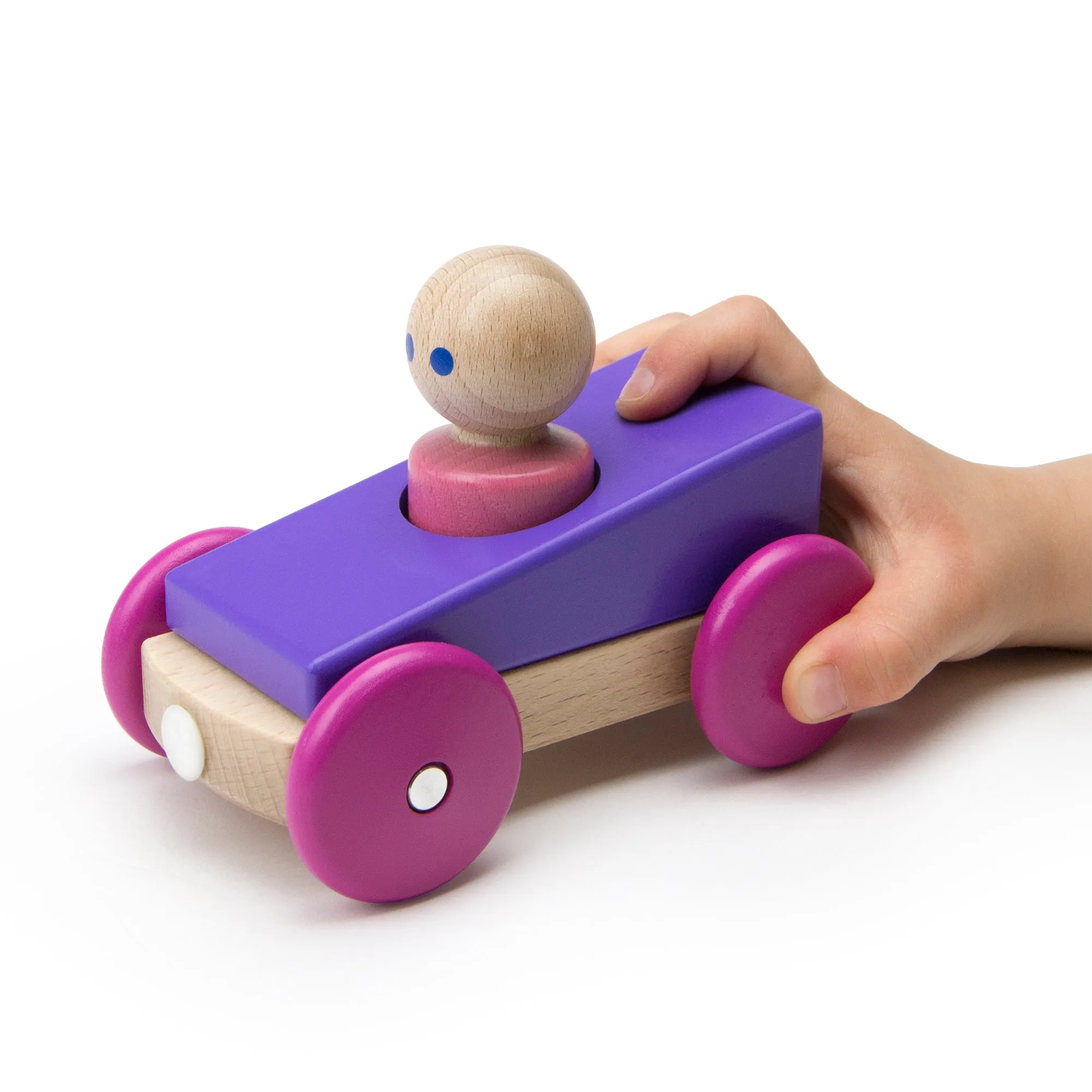 Tegu Magnetic Racers Purple Racers Wooden Blocks
