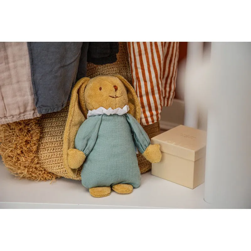 Trousselier Musical Bunny Fluffy 25cm Celadon Green Organic Cotton