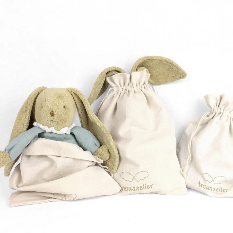 Trousselier Musical Bunny Fluffy 25cm Celadon Green Organic Cotton