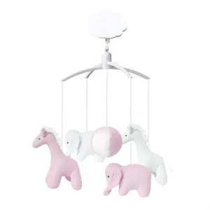Trousselier Musical Mobile Giraffe Elephant - White Pink