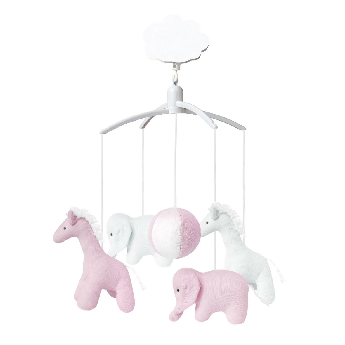 Trousselier Musical Mobile Giraffe Elephant - White Pink