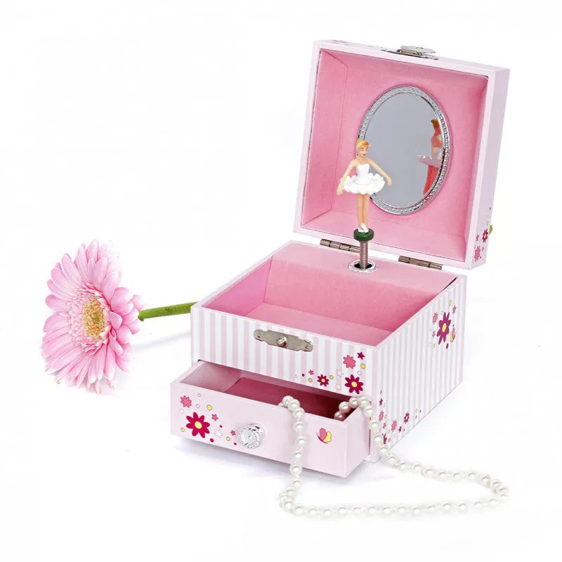 Trousselier Photoluminescent Muscial Cube Box Ballerina-Pink Stripes Glow In Dark