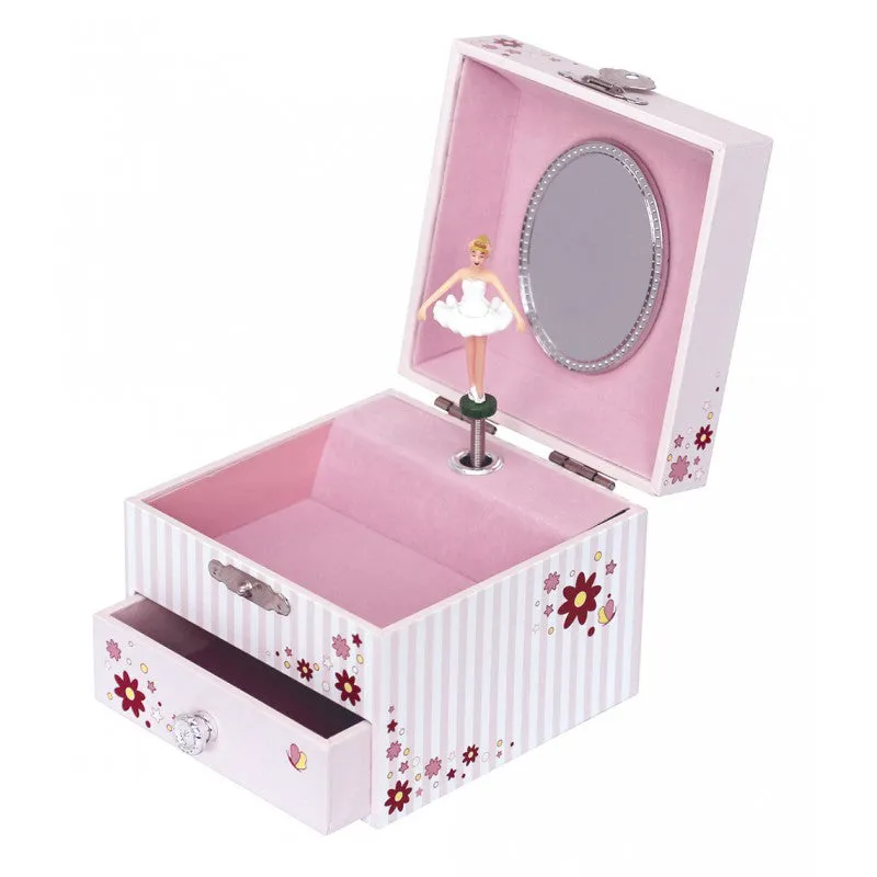 Trousselier Photoluminescent Muscial Cube Box Ballerina-Pink Stripes Glow In Dark