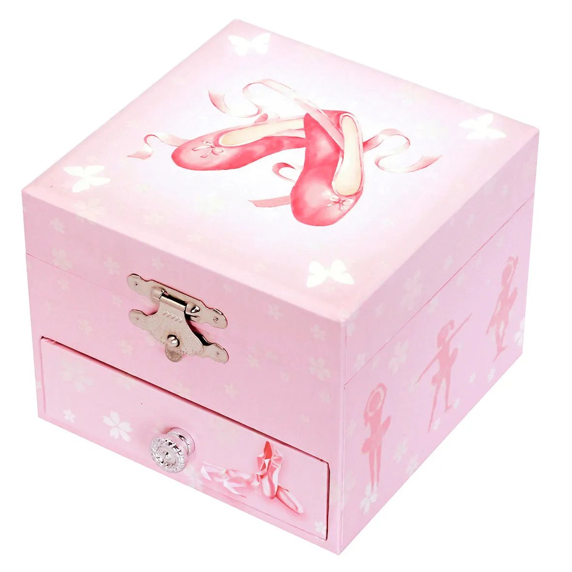 Trousselier Photoluminescent Musical Cube Box Ballerina Shoes Pink Glow In Dark