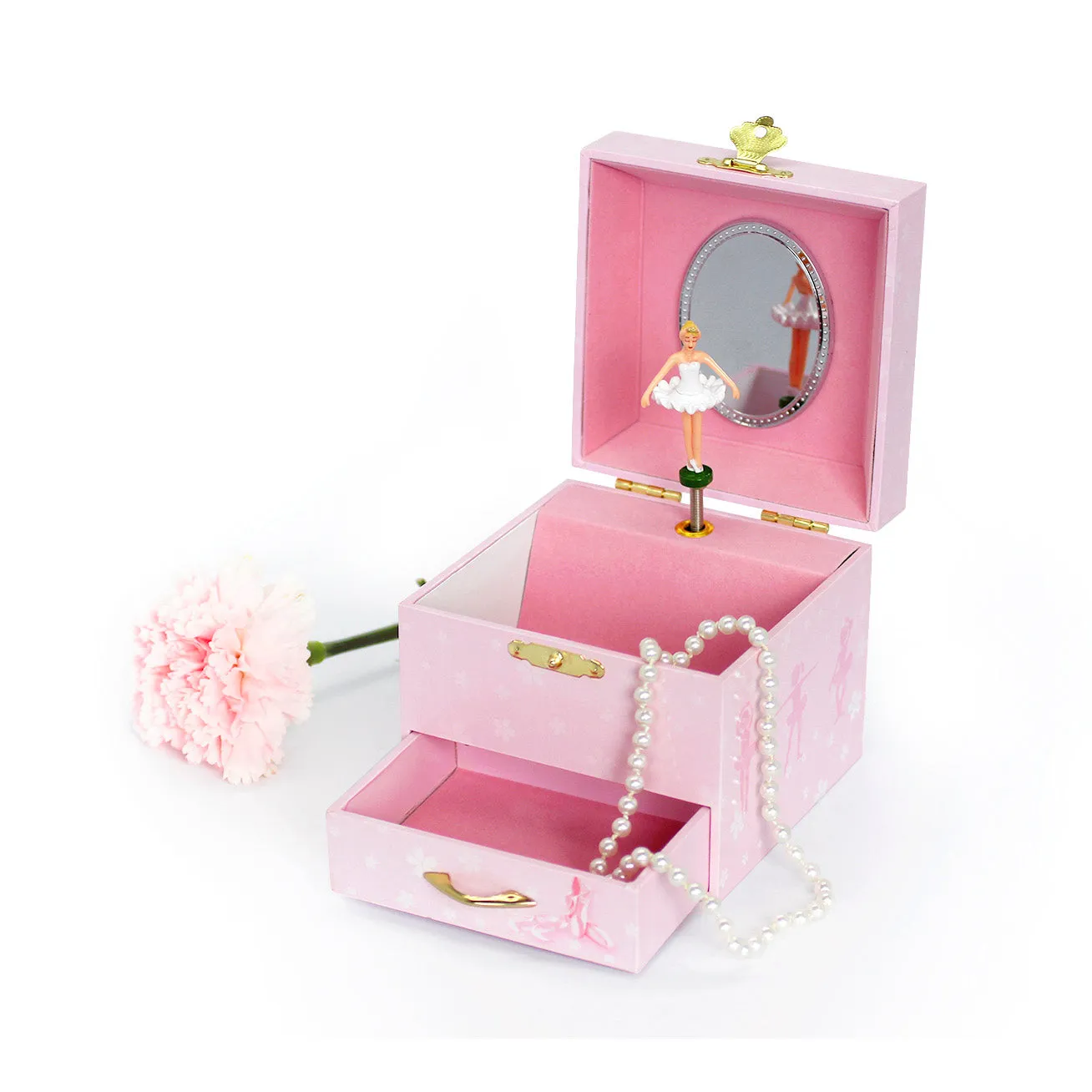Trousselier Photoluminescent Musical Cube Box Ballerina Shoes Pink Glow In Dark