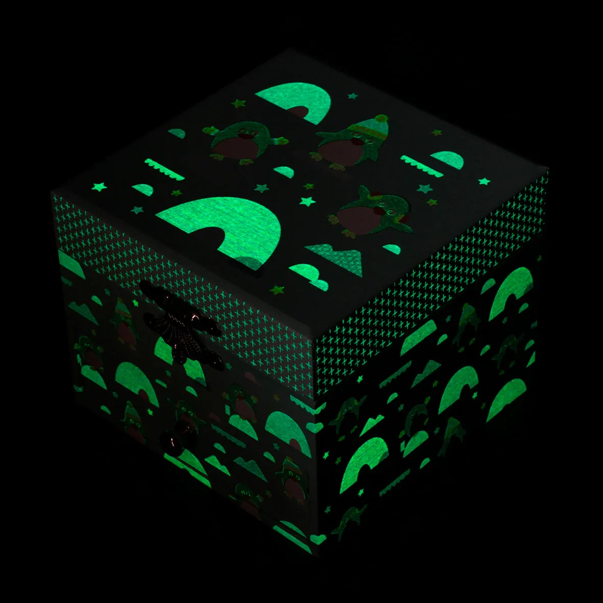 Trousselier Photoluminescent Musical Cube Box Penguin Glow In Dark