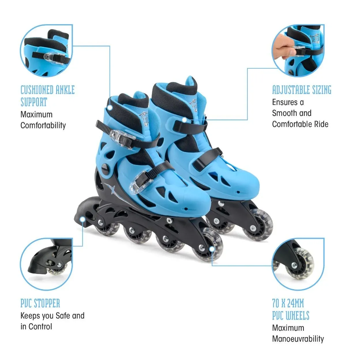 Xootz Inlines Skates - Blue - Size Medium
